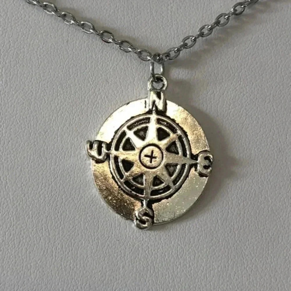 Compass NSEW Handmade Stainless Steel Necklace NWT - Picture 2 of 4